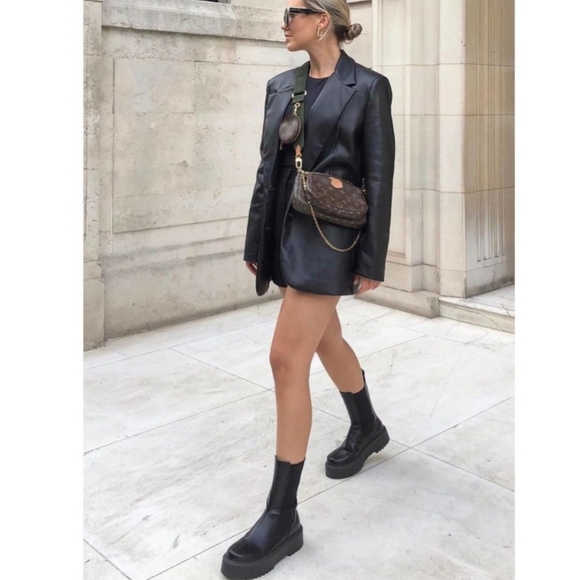 Zara * Oversized Faux Leather Blazer - Picture 4 of 16